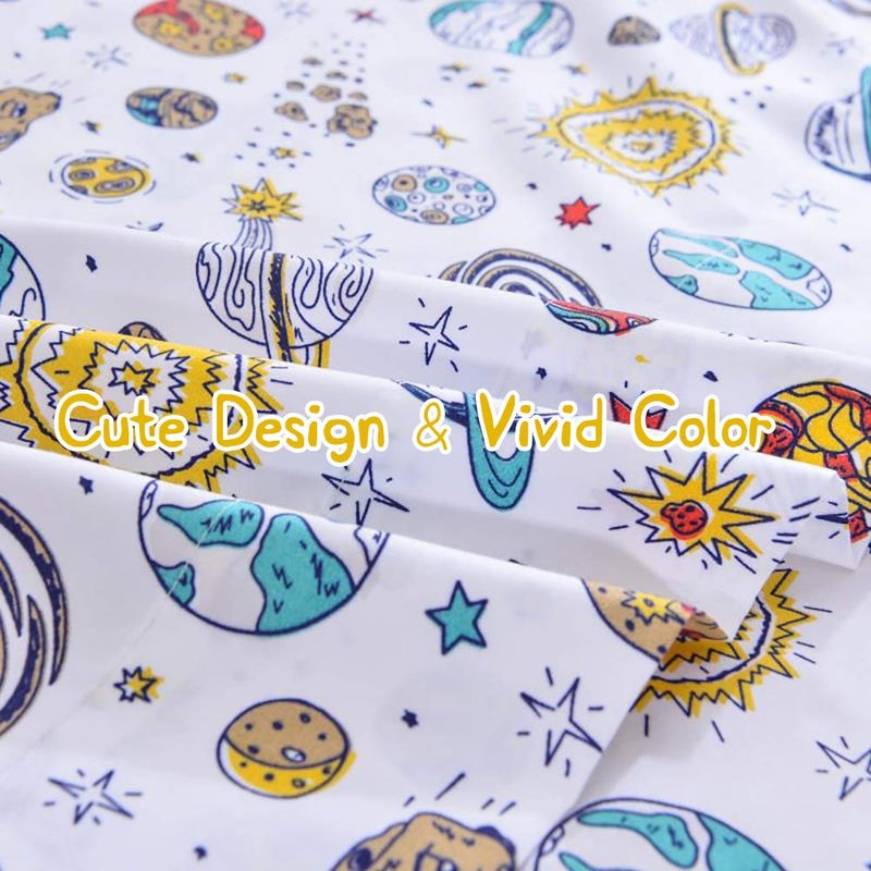 JSD مجموعة ملاءات أطفال كواكب جيس دي Universe بحجم كامل، 4 قطع بتصميم فضائي من الألياف الدقيقة بجيب عميق - Image 5